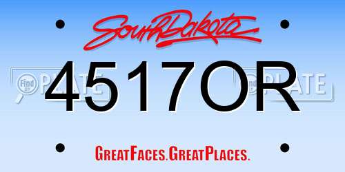 4517OR South Dakota License Plate