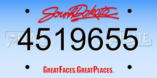 4519655 South Dakota License Plate