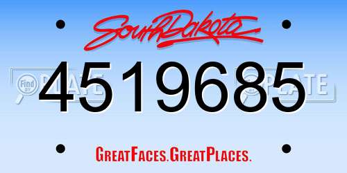 4519685 South Dakota License Plate