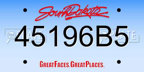 45196B5 South Dakota License Plate