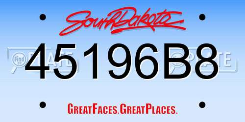 45196B8 South Dakota License Plate