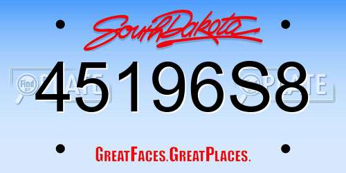 45196S8 South Dakota License Plate