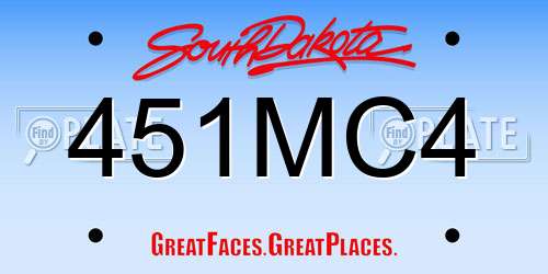 451MC4 South Dakota License Plate