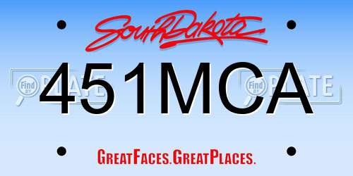 451MCA South Dakota License Plate