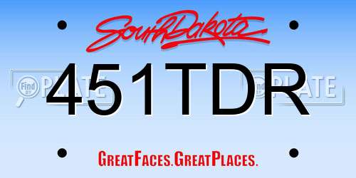 451TDR South Dakota License Plate