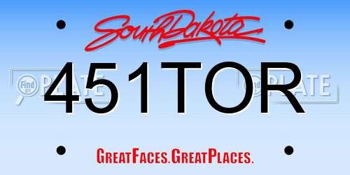 451TOR South Dakota License Plate