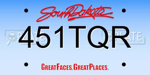 451TQR South Dakota License Plate