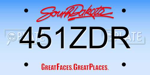 451ZDR South Dakota License Plate