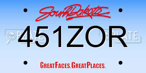 451ZOR South Dakota License Plate