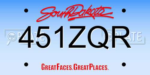 451ZQR South Dakota License Plate