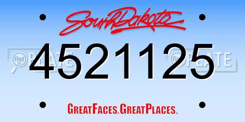 4521125 South Dakota License Plate