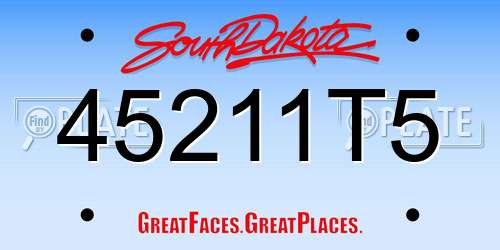 45211T5 South Dakota License Plate