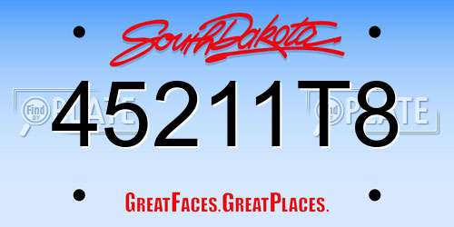 45211T8 South Dakota License Plate