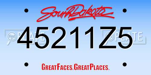 45211Z5 South Dakota License Plate