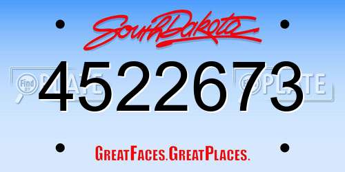 4522673 South Dakota License Plate