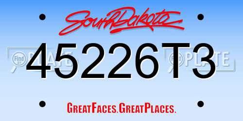 45226T3 South Dakota License Plate