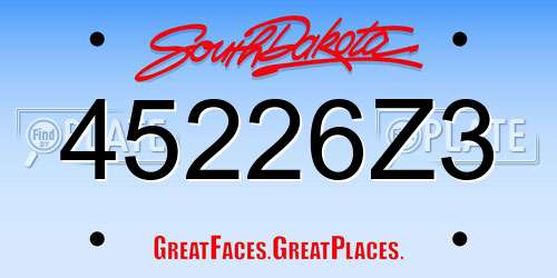 45226Z3 South Dakota License Plate
