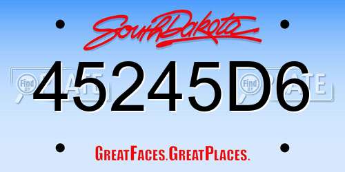 45245D6 South Dakota License Plate