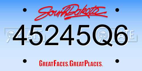 45245Q6 South Dakota License Plate