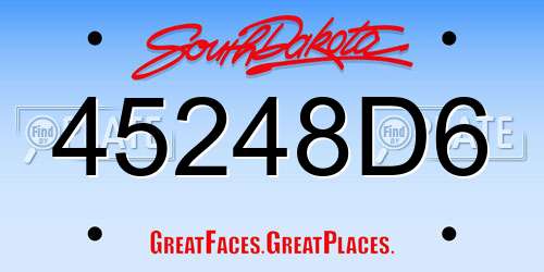 45248D6 South Dakota License Plate
