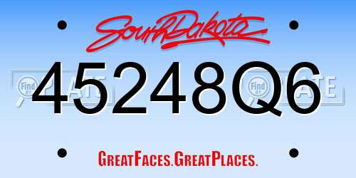45248Q6 South Dakota License Plate