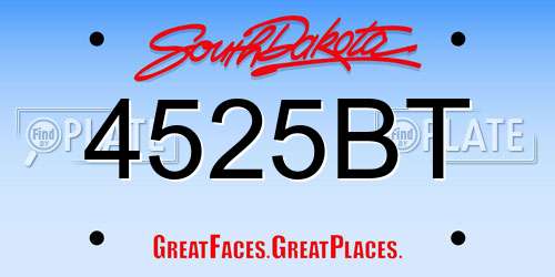 4525BT South Dakota License Plate