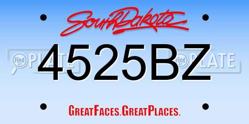 4525BZ South Dakota License Plate