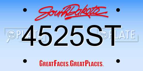 4525ST South Dakota License Plate