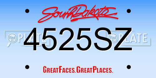 4525SZ South Dakota License Plate