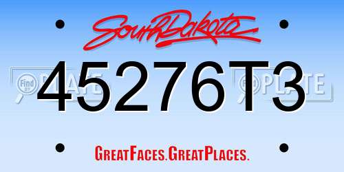45276T3 South Dakota License Plate