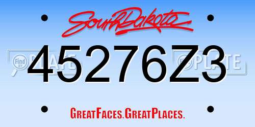 45276Z3 South Dakota License Plate