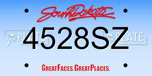 4528SZ South Dakota License Plate