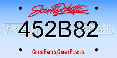 452B82 South Dakota License Plate