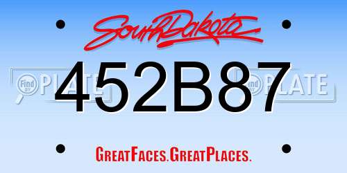 452B87 South Dakota License Plate