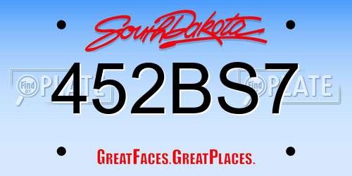 452BS7 South Dakota License Plate