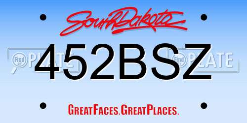 452BSZ South Dakota License Plate