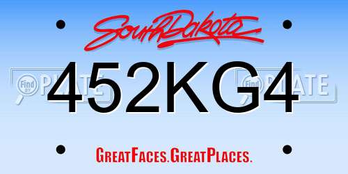 452KG4 South Dakota License Plate