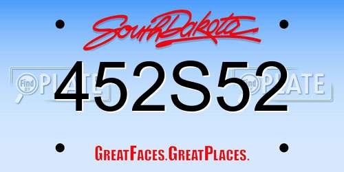 452S52 South Dakota License Plate