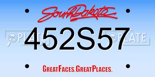 452S57 South Dakota License Plate