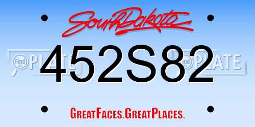 452S82 South Dakota License Plate