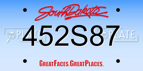 452S87 South Dakota License Plate