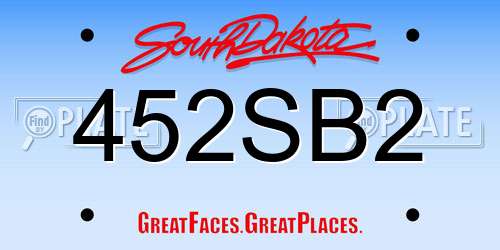 452SB2 South Dakota License Plate