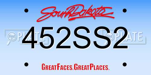 452SS2 South Dakota License Plate
