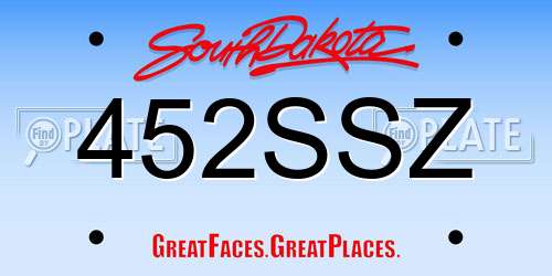 452SSZ South Dakota License Plate