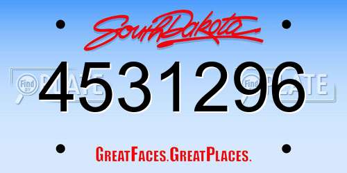 4531296 South Dakota License Plate
