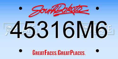 45316M6 South Dakota License Plate