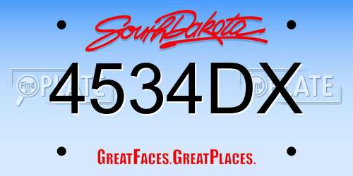 4534DX South Dakota License Plate