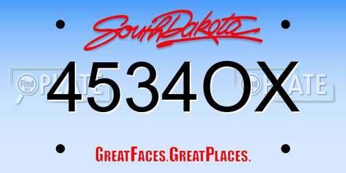 4534OX South Dakota License Plate