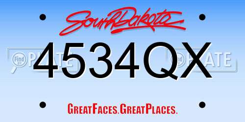 4534QX South Dakota License Plate