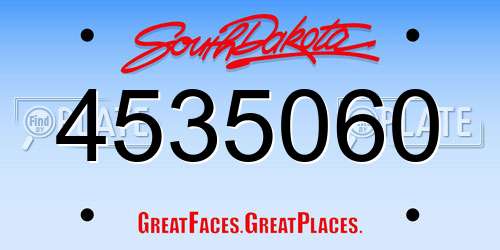 4535060 South Dakota License Plate